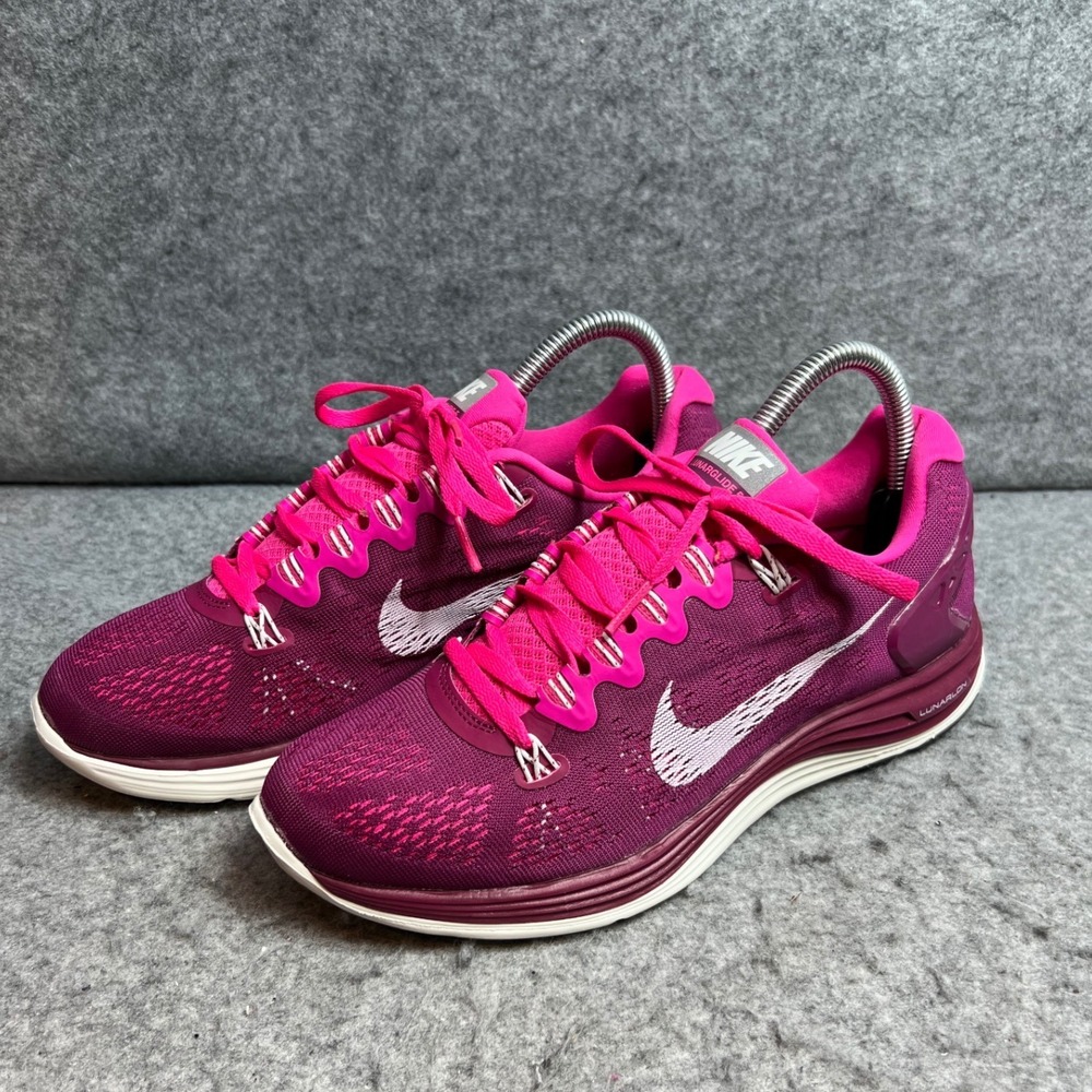 Nike Lunarglide 6 Womens Pink Burgundy Running Shoes 654434-601 Sneakers Size 8